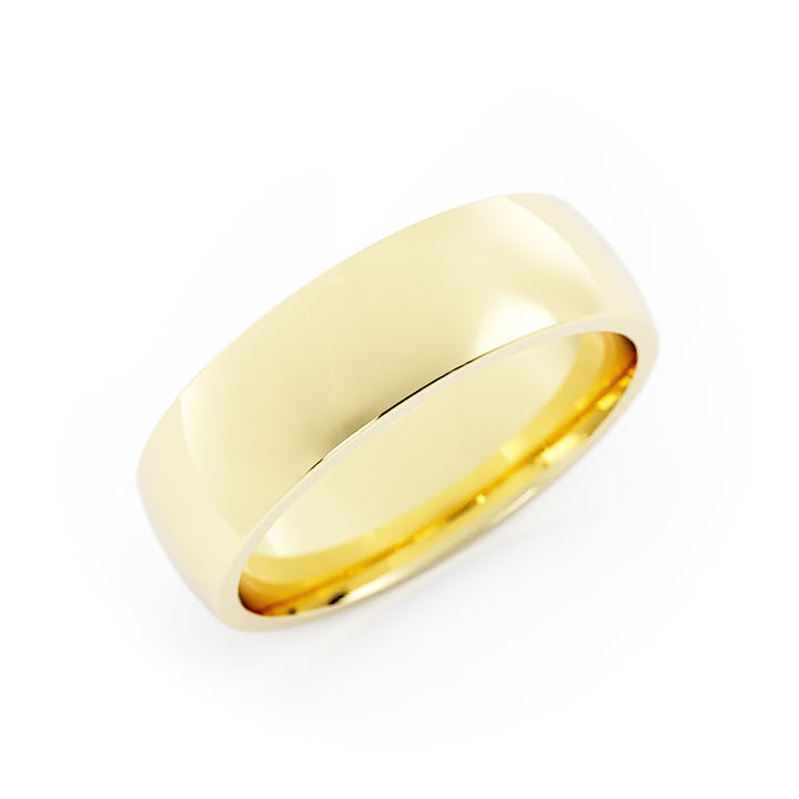 14K Yellow Gold High Polish Heavy Domed 6mm Wedding Band