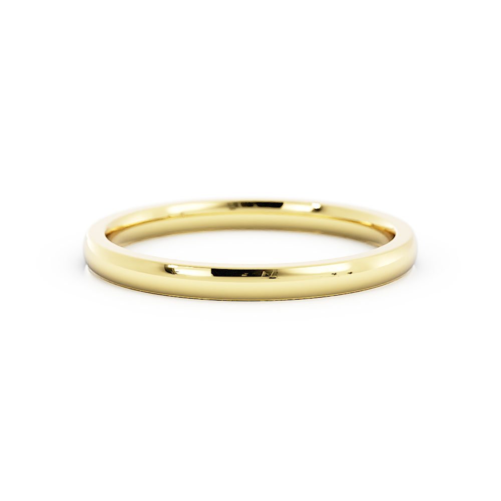 14K Yellow Gold 2mm Lightweight Domed Comfort Fit Wedding Band