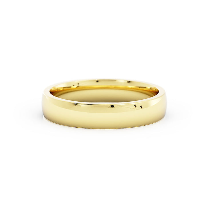 14K Yellow Gold High Polish Light Domed 4mm Wedding Band