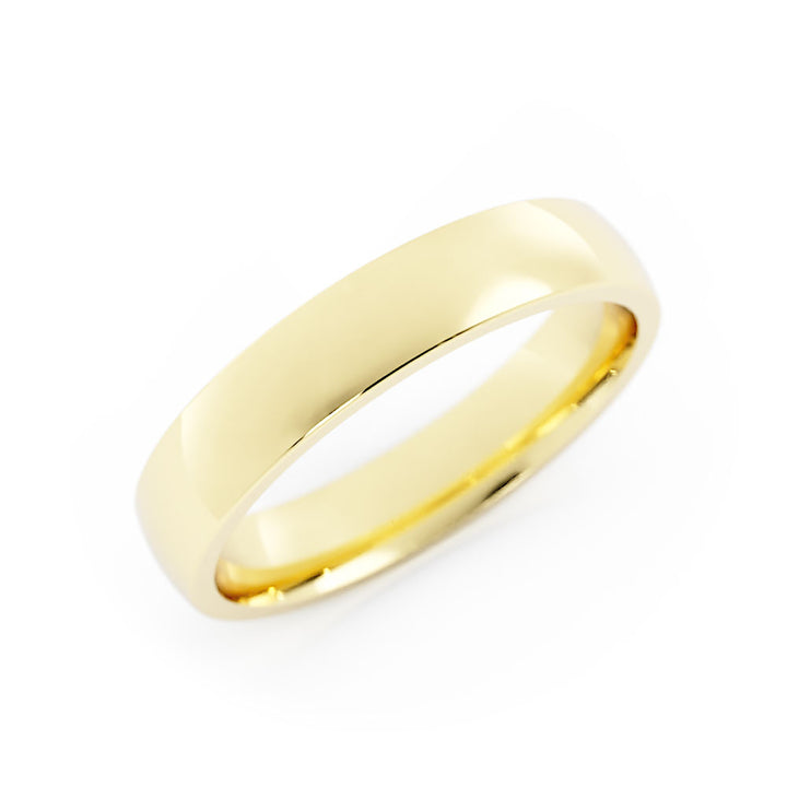 14K Yellow Gold High Polish Light Domed 4mm Wedding Band