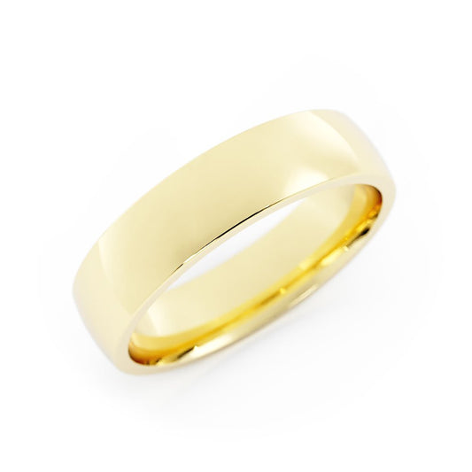 14K Yellow Gold 5mm Lightweight Domed Comfort Fit Wedding Band