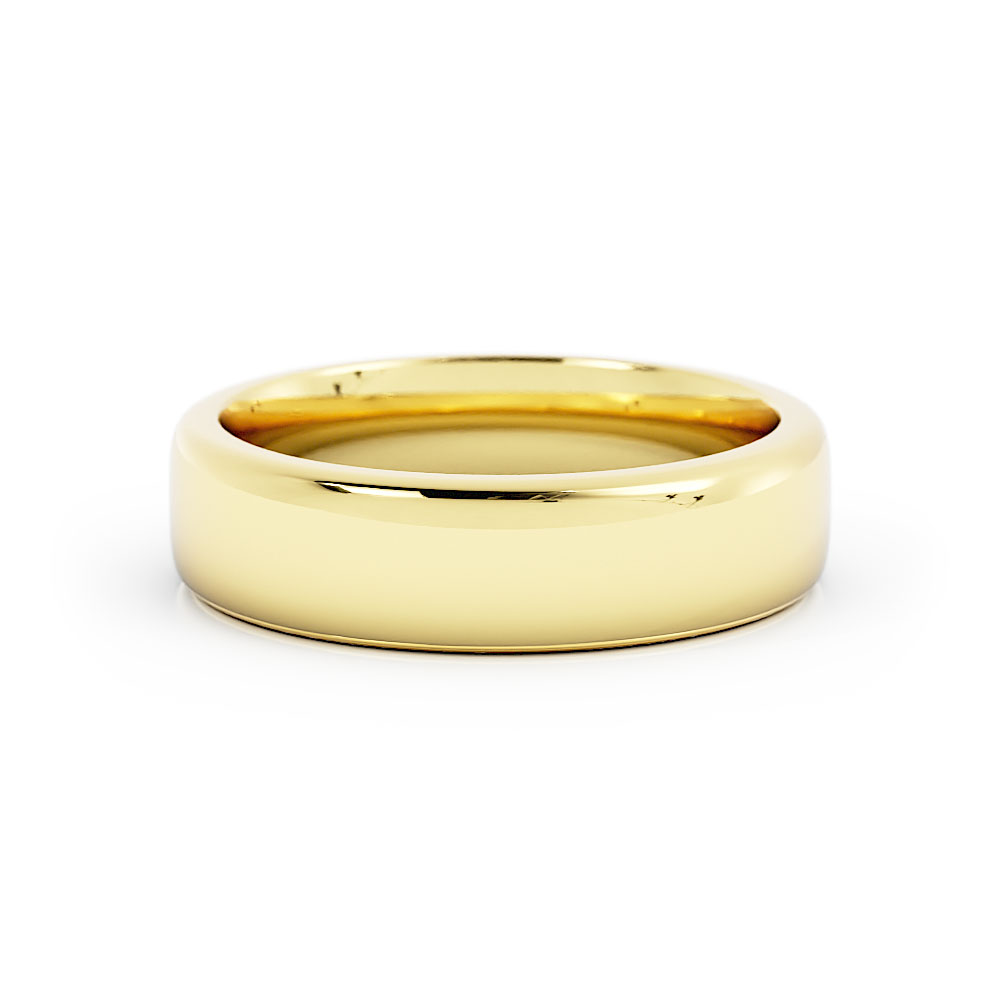14K Yellow Gold High Polish Low Dome 5.5mm Wedding Band