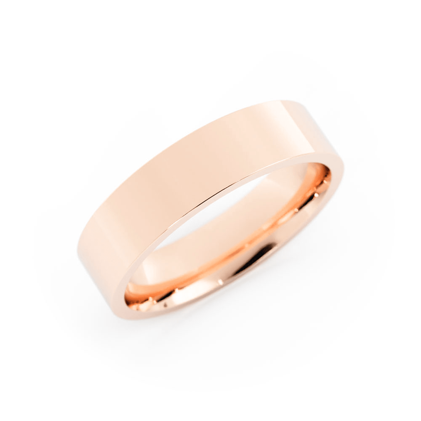 14K Rose Gold 5mm  Flat Comfort Fit Wedding Band