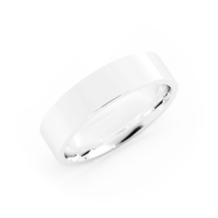 10K White Gold High Polish Flat 5mm Wedding Band