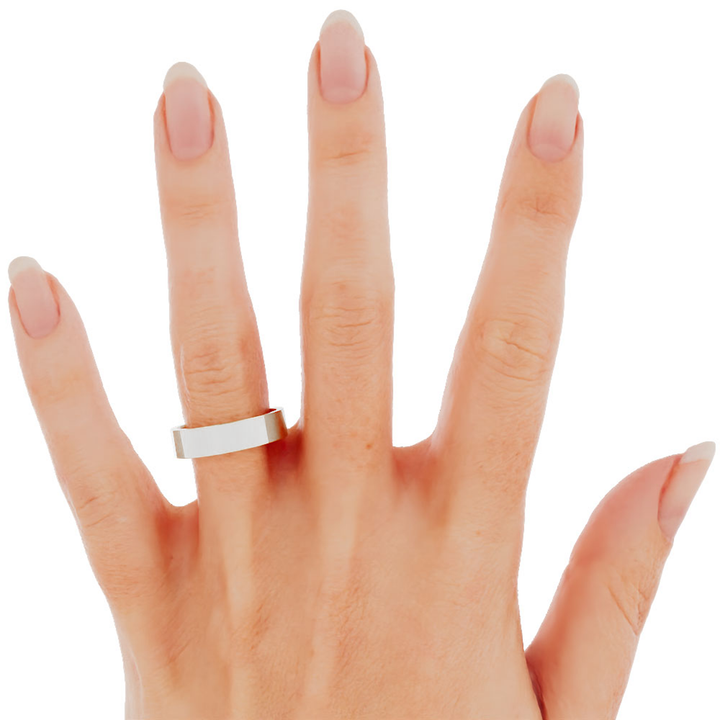 10K White Gold High Polish Flat 5mm Wedding Band