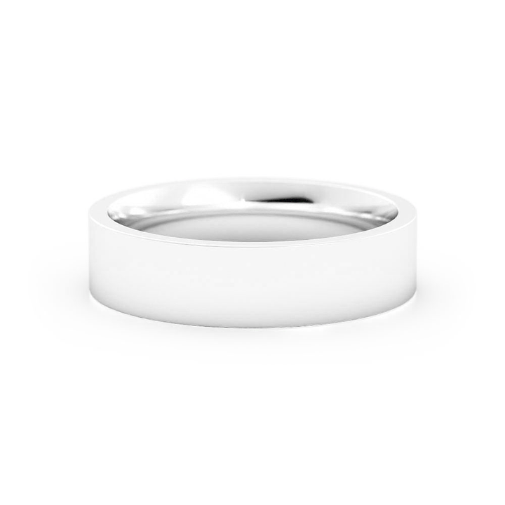 10K White Gold High Polish Flat 5mm Wedding Band