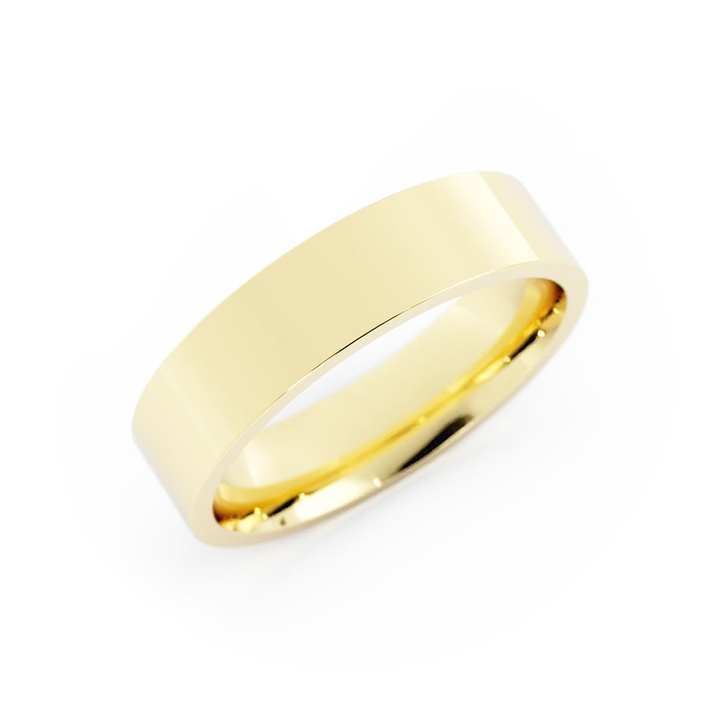 10K Yellow Gold High Polish Flat 5mm Wedding Band