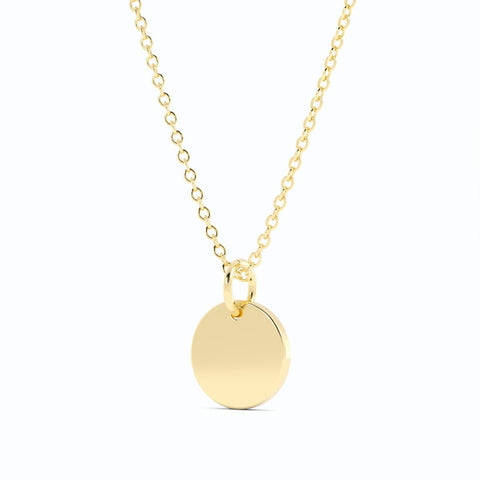 14K Gold Plated Engravable Circle Pendant Necklace