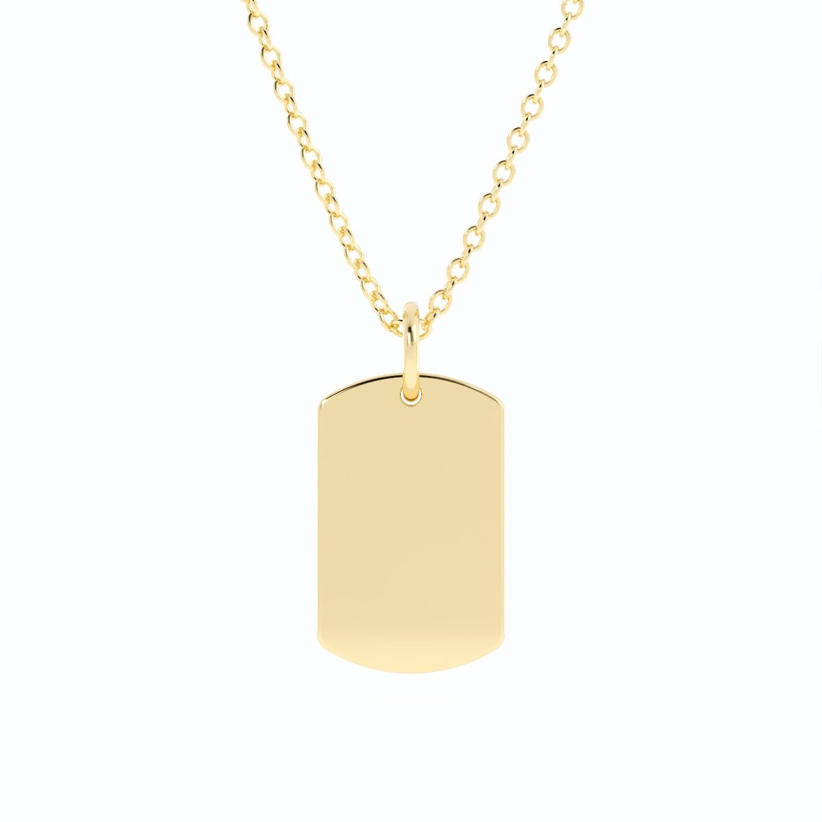 14K Gold Plated Engravable Dogtag Pendant Necklace