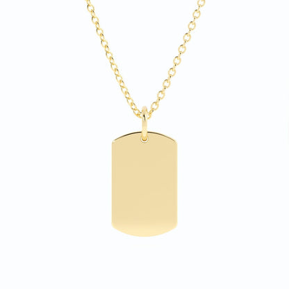 14K Gold Plated Engravable Dogtag Pendant Necklace