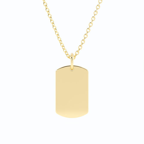 14K Gold Plated Engravable Dogtag Pendant Necklace