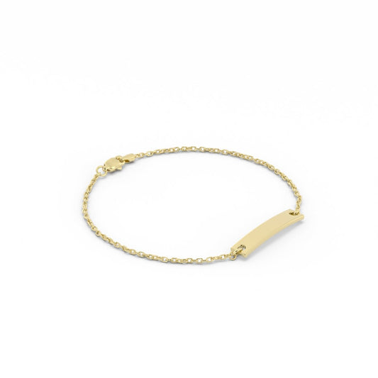 14K Gold Plated Engravable Horizontal Bar Bracelet