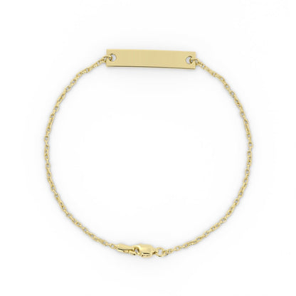 14K Gold Plated Engravable Horizontal Bar Bracelet