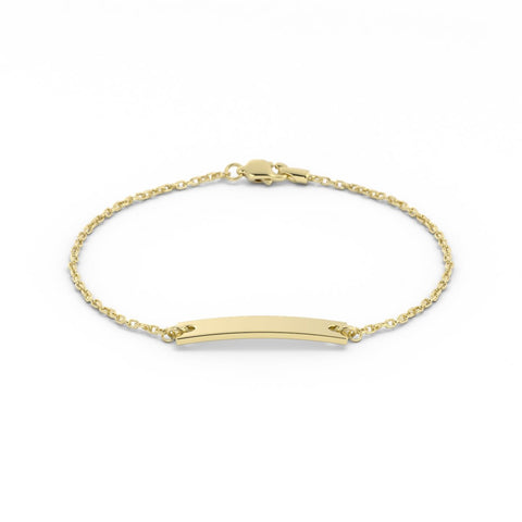 14K Gold Plated Engravable Horizontal Bar Bracelet