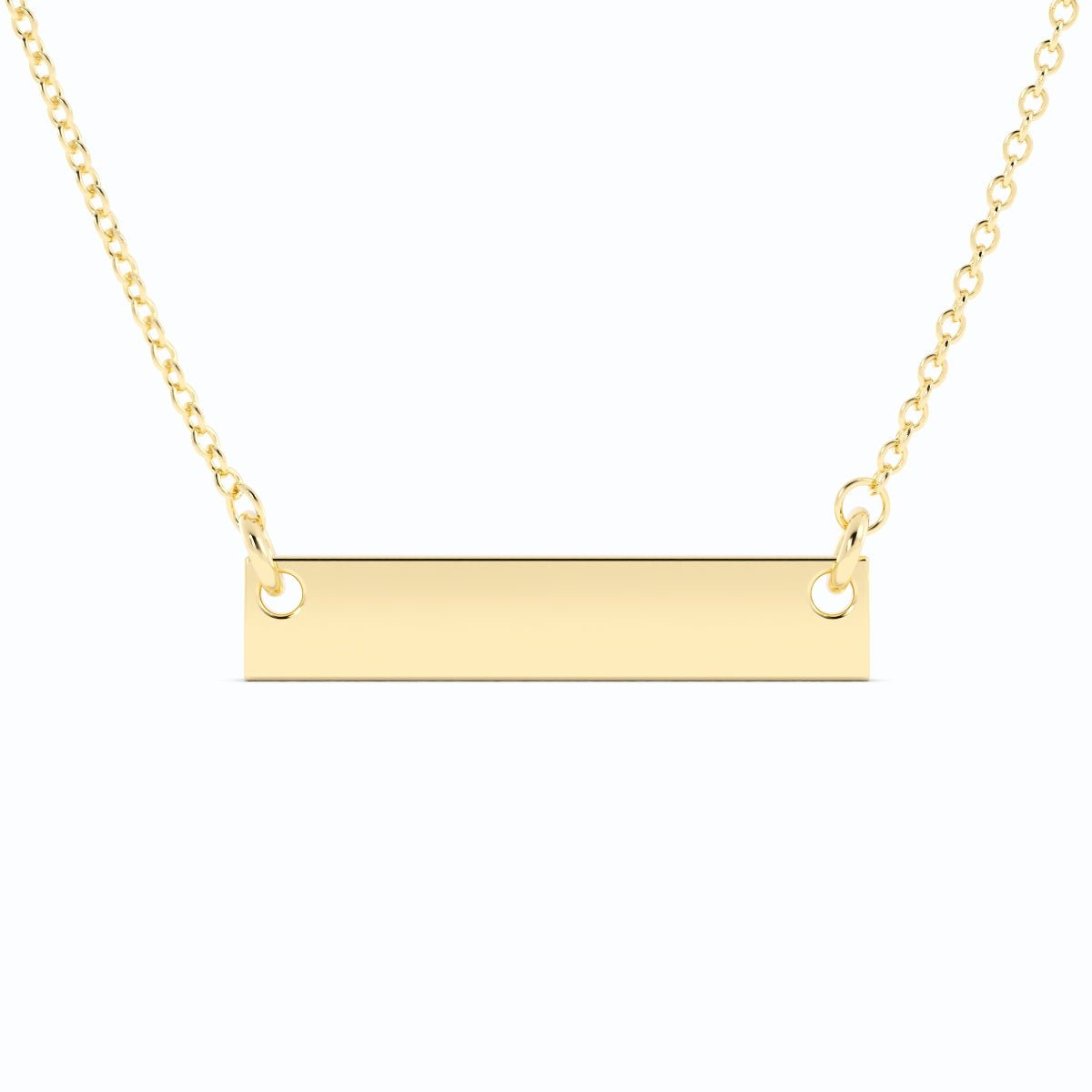 14K Gold Plated Engravable Horizontal Bar Necklace