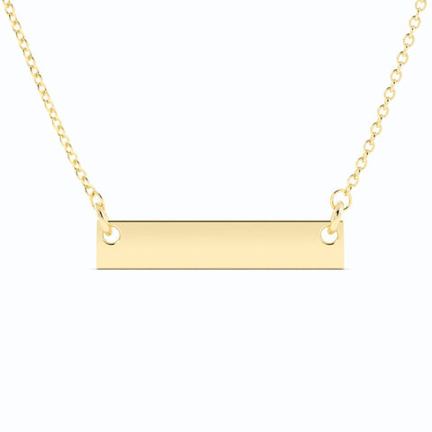 14K Gold Plated Engravable Horizontal Bar Necklace