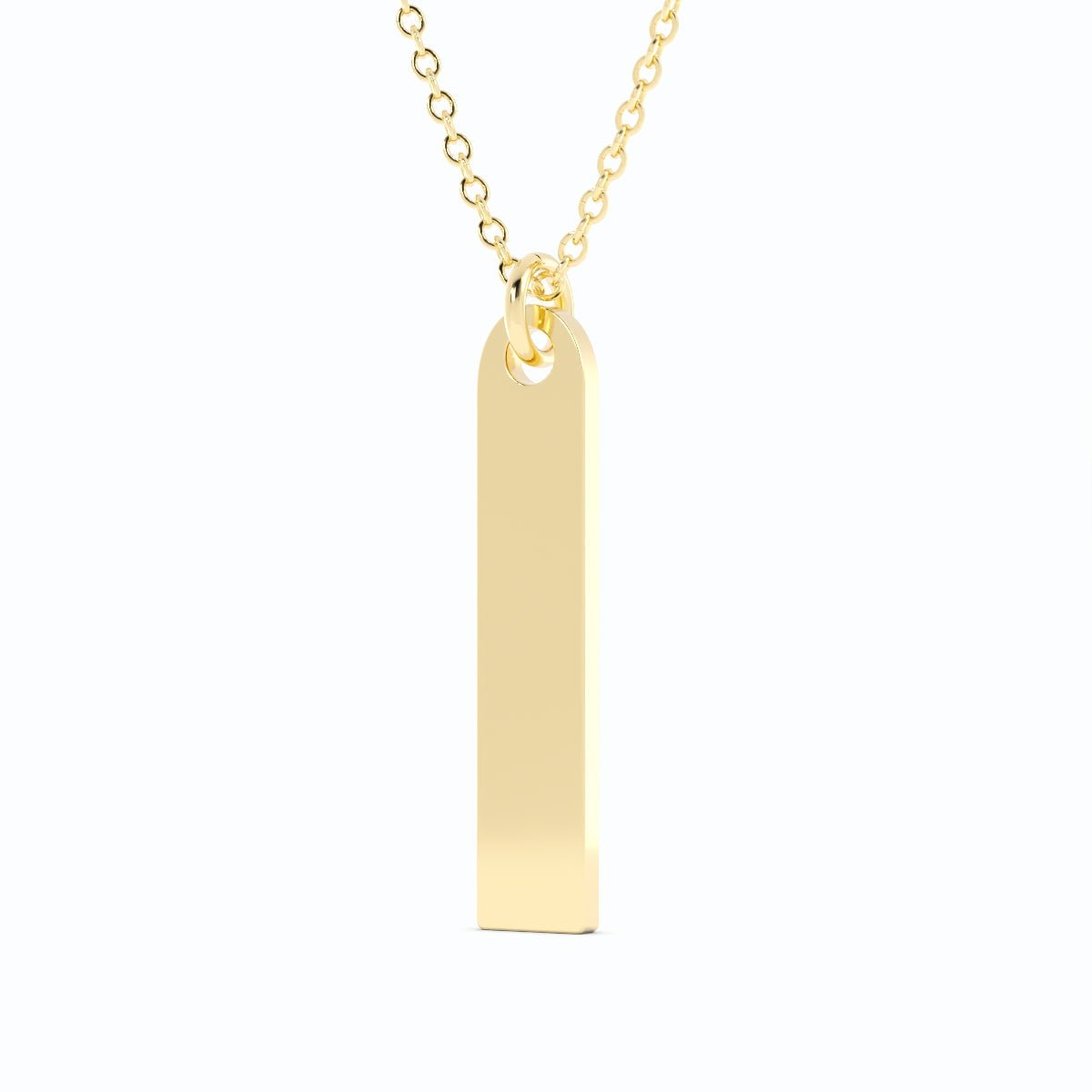 14K Gold Plated Engravable Vertical Bar Pendant Necklace