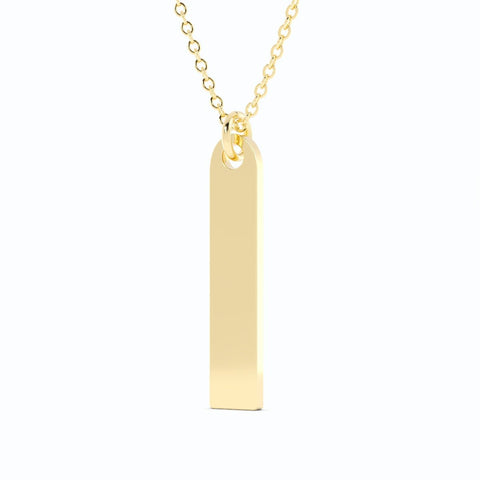 14K Gold Plated Engravable Vertical Bar Pendant Necklace