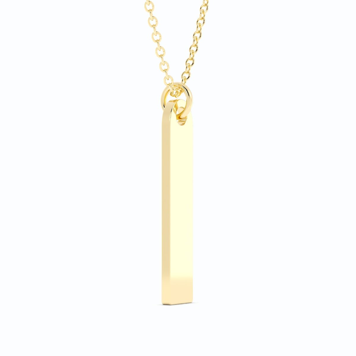 14K Gold Plated Engravable Vertical Bar Pendant Necklace