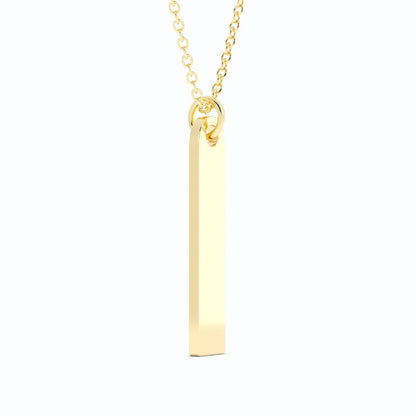 14K Gold Plated Engravable Vertical Bar Pendant Necklace