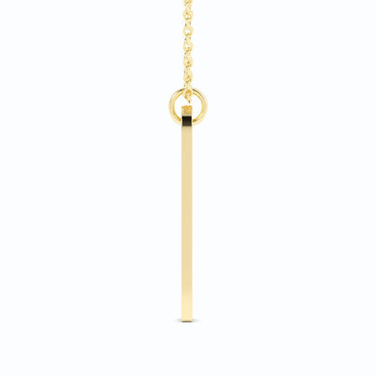 14K Gold Plated Engravable Vertical Bar Pendant Necklace