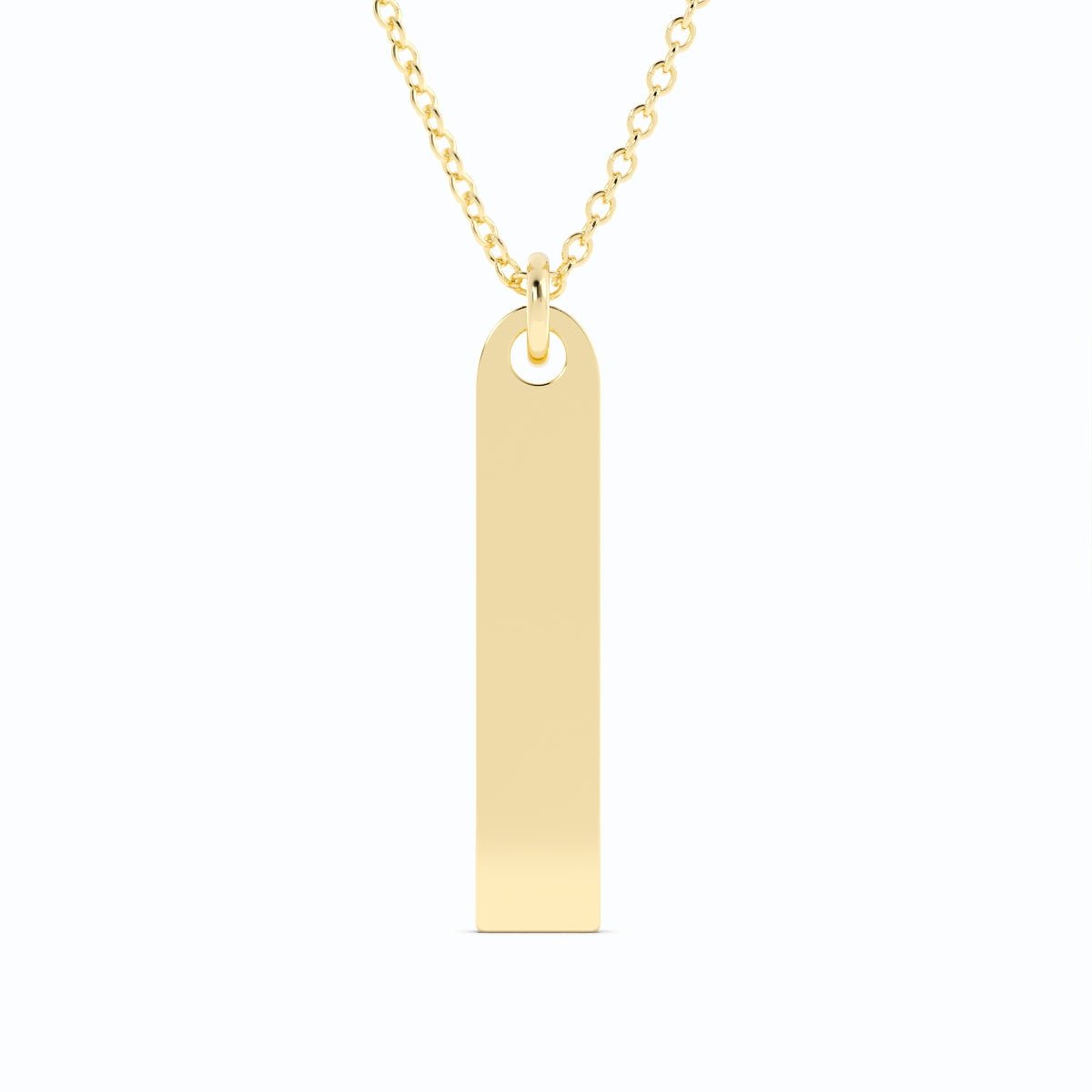 14K Gold Plated Engravable Vertical Bar Pendant Necklace
