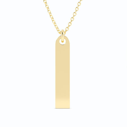 14K Gold Plated Engravable Vertical Bar Pendant Necklace