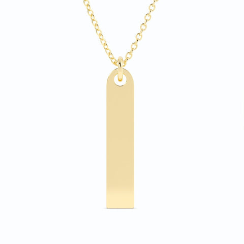 14K Gold Plated Engravable Vertical Bar Pendant Necklace