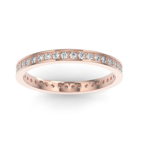 14K Rose Gold Round Eternity Lab Grown Diamond Wedding Band