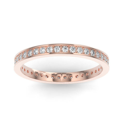 14K Rose Gold Round Eternity Lab Grown Diamond Wedding Band
