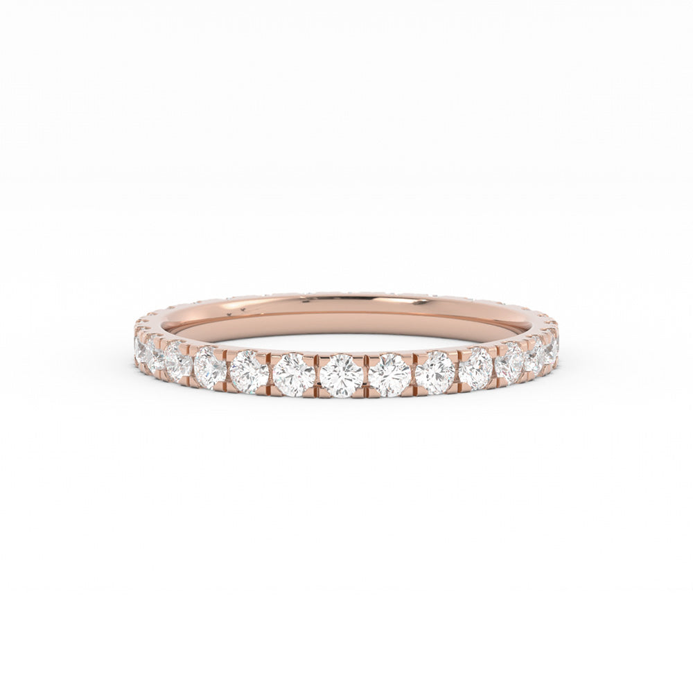 14K Rose Gold Round Eternity Lab Grown Diamond Wedding Band