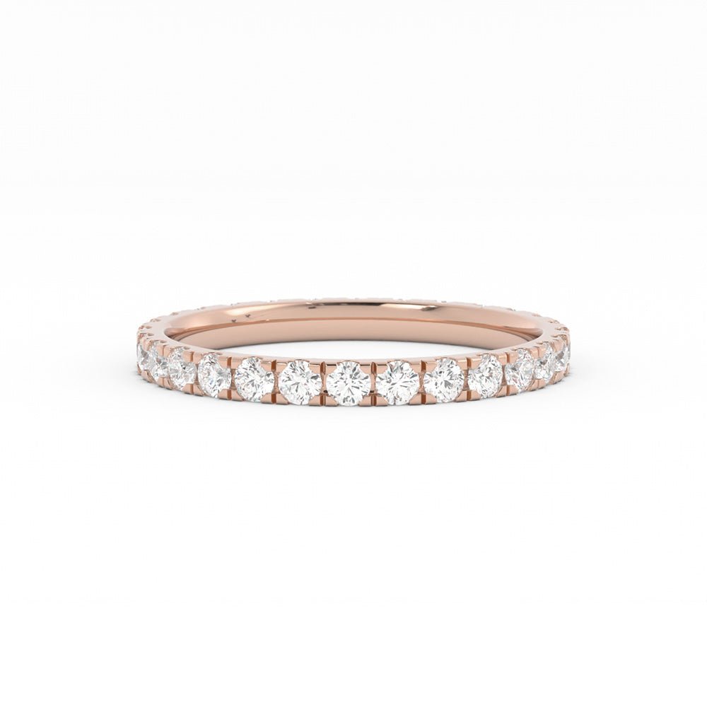 14K Rose Gold Round Eternity Lab Grown Diamond Wedding Band