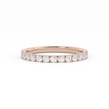 14K Rose Gold Round Eternity Lab Grown Diamond Wedding Band