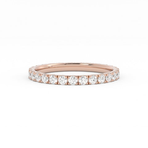 14K Rose Gold Round Eternity Lab Grown Diamond Wedding Band