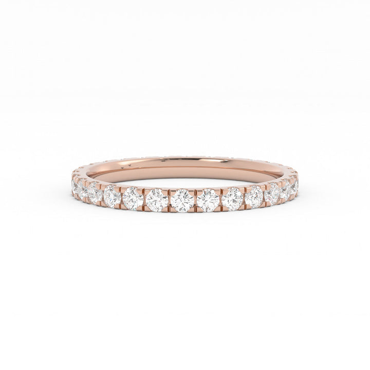 14K Rose Gold Round Eternity Lab Grown Diamond Wedding Band