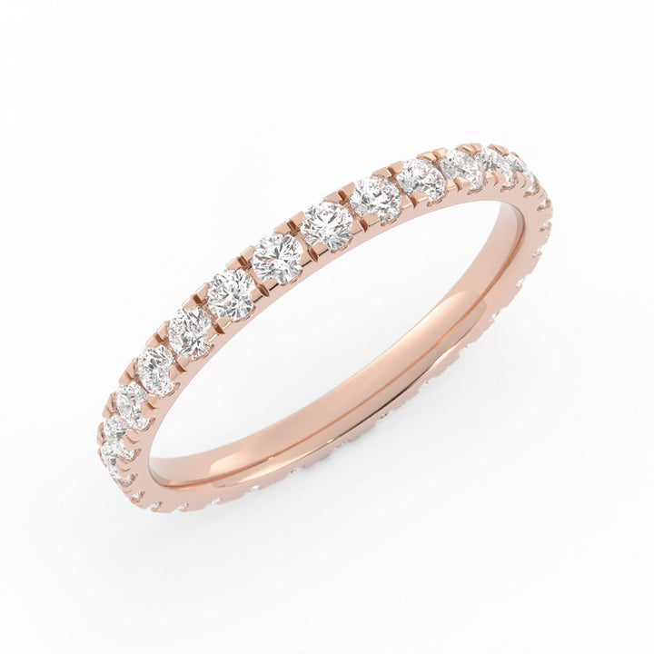 14K Rose Gold Round Eternity Lab Grown Diamond Wedding Band