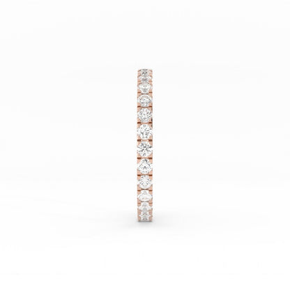 14K Rose Gold Round Eternity Lab Grown Diamond Wedding Band