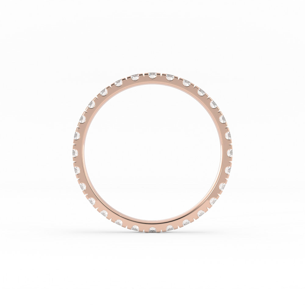 14K Rose Gold Round Eternity Lab Grown Diamond Wedding Band