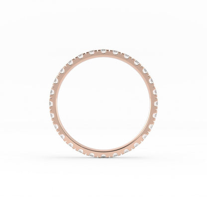 14K Rose Gold Round Eternity Lab Grown Diamond Wedding Band