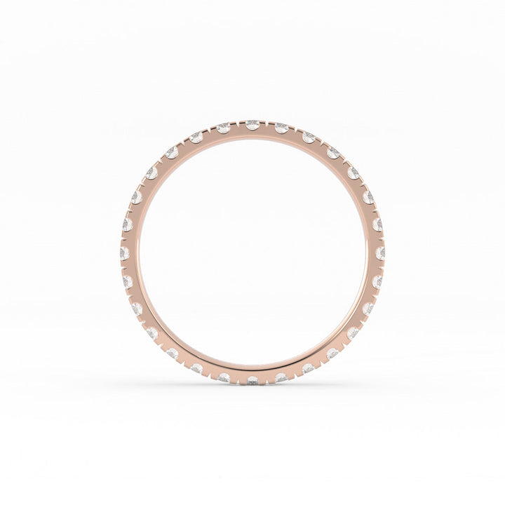 14K Rose Gold Round Eternity Lab Grown Diamond Wedding Band