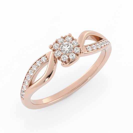 Lab Grown Diamond Split  Halo 14K Rose Gold Engagement Ring