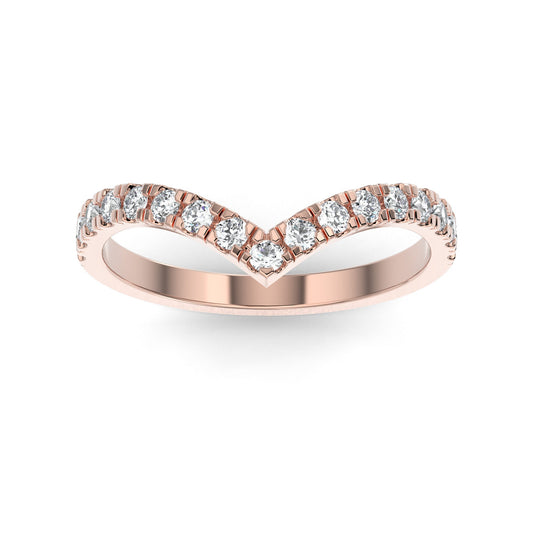 14K Rose Gold Contour Half Shank Lab Grown Diamond Wedding Band