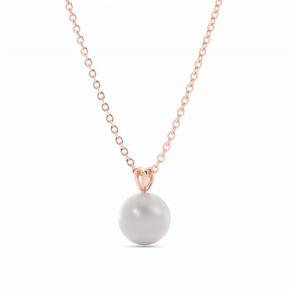 Akoya Pearl 2 ct. Solitaire Pendant Necklace 14k Rose Gold-3