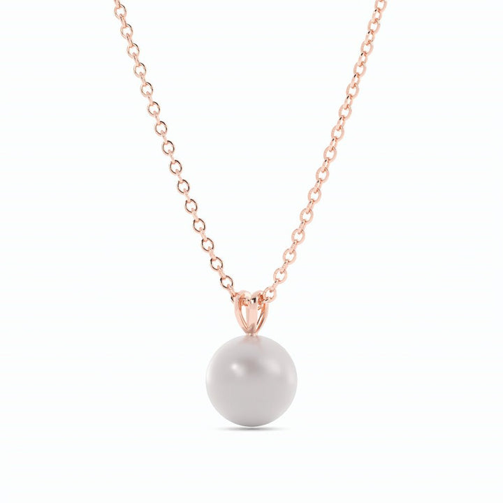 2.0ct Pearl Solitaire Pendant Akoya 14K Rose Gold Necklace