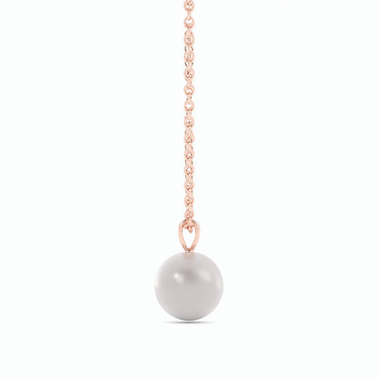 2.0ct Pearl Solitaire Pendant Akoya 14K Rose Gold Necklace