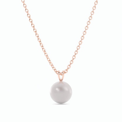 2.0ct Pearl Solitaire Pendant Akoya 14K Rose Gold Necklace