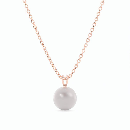 2.0ct Pearl Solitaire Pendant Akoya 14K Rose Gold Necklace