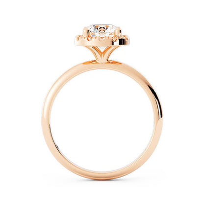 1.0ct Moissanite Round Halo 14K Rose Gold Engagement Ring