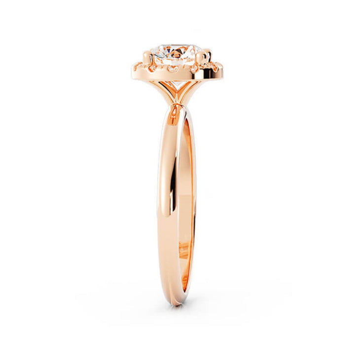 1.0ct Moissanite Round Halo 14K Rose Gold Engagement Ring