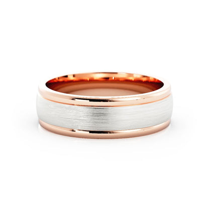 Two-Tone 14K Rose/White Gold Satin Two-tone 6mm Wedding Band